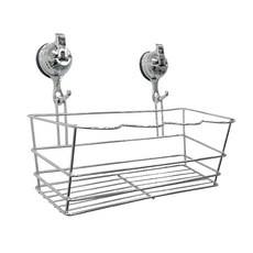 雙手萬能 強力吸盤波浪掛籃 鐵材環保電鍍 塑膠(ABS) 橡膠(PA), 銀色, 1個