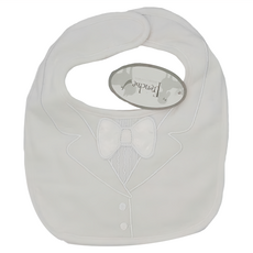 Frenchie mini couture 經典燕尾服圍兜 - 白底白領結, 單一尺寸