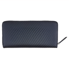 碳纖維牛皮男士皮夾/錢包/拉鍊長夾/男夾 黑色, 22卡位, 19.8 x 10 x 2.9cm