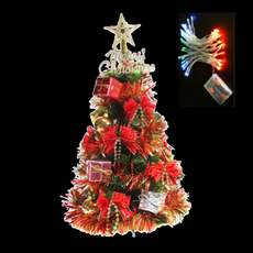 耶誕可愛經典裝飾聖誕樹 LED50燈電池燈彩光, 綠色 + 彩色禮物盒紅結系