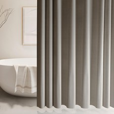 好物良品 莫蘭迪色系 仿亞麻/防潑水/防霉/防潮加厚浴簾 附掛環, 深灰色, 1個