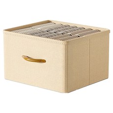 小麥購物 布藝抽屜式摺疊衣服收納箱 L2432, 1個, 米色