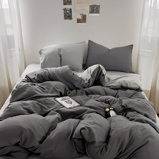 Hoom 禾慕生活 柔軟微皺水洗棉床包 單床套 - 親膚透氣 舒適, 180 x 200cm, 芝麻霧灰