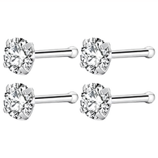 Brilliant Beauty 耀眼美人 閃耀鋯石鑽養耳棒鈦閃耀 鈦鋼耳環 4個, 方鑽