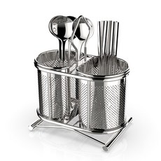 STAFIX Belita 雙穿孔餐具容器, 不鏽鋼色, 1個