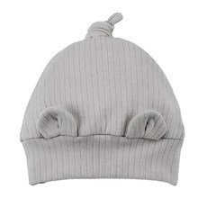 ku.ku duckbill 酷咕鴨 plus竹纖羅紋造型嬰兒帽, 竹纖親膚材質，可愛造型設計, 1入, 山系灰, 36-42cm