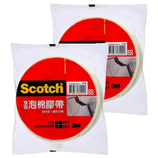 3M Scotch 雙面泡棉膠帶 #113, 黏性佳，離形好撕, 48mmx5M, 2個