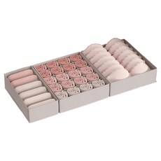 小麥購物 莫蘭迪色高質感內衣收納盒套裝 內衣收納盒 + 襪子盒 + 內褲盒, 1組, 灰色