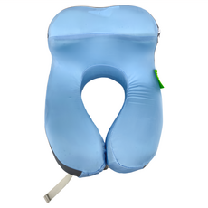 U型釋壓記憶午睡枕 7CM高度手臂插放 側睡不壓手臂 記憶棉材質, 藍+深灰