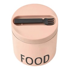 DESIGN LETTERS 不鏽鋼保溫餐盒 520ml, 食品級304不鏽鋼+PP材質，保溫6小時，保冷12小時, 粉膚色, 1個