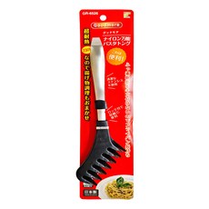 FREIZ 和平 23cm耐熱尼龍義大利麵食物夾 - 日本製 耐熱溫度230度, 黑色 + 不鏽鋼色, 1個