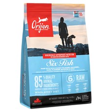 Orijen 歐睿健 全齡犬 六種鮮魚 無榖配方 乾飼料, 沙丁魚 + 鯖魚 + 鱈魚 + 比目魚 + 岩魚 + 蝶魚, 2000g, 1袋