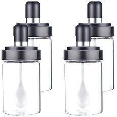 AHOYE 玻璃調味罐 湯匙款 250ml 廚房收納, 1組, 調味罐 4個