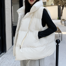 Y789 拉鍊鋪棉羽絨背心 F/白