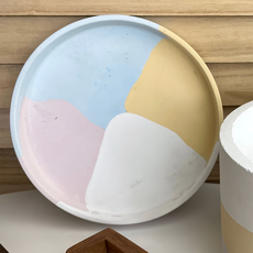 特大圓柱水泥盤, 17cm, 彩色調, 1個