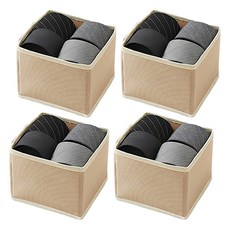 JOSIC 無紡布抽屜收納盒 3L 14 x 14 x 12cm 奶茶色 衣物收納好幫手, 4個