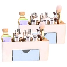 掛壁桌面化妝品首飾置物盒 Set 2 26x16x11cm PP材質, 藍色, 1組