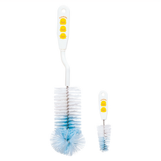 PiYOPiYO 黃色小鴨 360度奶瓶刷2件組, 旋轉式+直立式清洗, 1組, 藍色