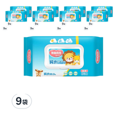 奈森克林 超厚純水柔濕巾，純水99.9%，無香精 無酒精 無螢光劑，80抽, 80張, 9袋, 超厚