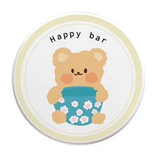 收納王妃 動物系列珪藻土圓形杯墊, 杯子小熊, 1個