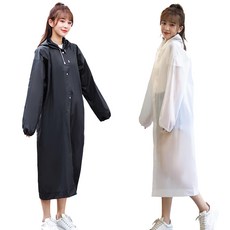 COMET 18絲磨砂EVA加厚輕便雨衣 適合身高145-200cm 可重複使用, 黑白色, 1組