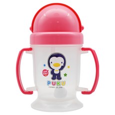 PUKU 藍色企鵝 滑蓋吸管練習杯, BPA Free, 180ml 6oz, 粉色, 1個