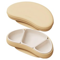 MOYUUM 白金矽膠吸盤式組合餐盤組 可頌系列, 1組, 香蕉黃