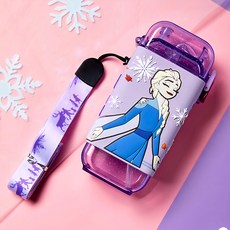 fisher-price 費雪 迪士尼立體3D圖案矽膠包覆方形兒童用吸管水壺, 1個, 280ml, 紫色愛莎