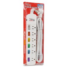 iPlus 保護傘 6切6座延長線 3孔 PU-3669, 1.8m, 白色, 1個