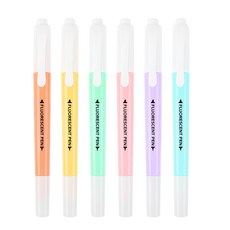 AHOYE 尖頭/斜頭螢光筆, 6色, 1盒
