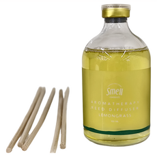 Smell Lemongrass 室內香氛擴香瓶 100ML 玻璃和陶土外瓶, 純檸檬草, 1個