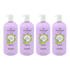 ATTITUDE 艾特優 兒童2合1洗髮沐浴露 香草與梨萃取 大容量, 946ml, 4瓶