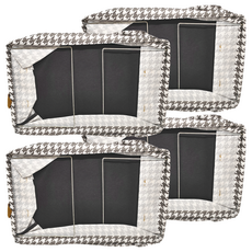 德利生活 收納籃套裝 無格 無紡布+鍍鋅實芯鋼架, 47 x 28 x 20cm, 千鳥格鋼架款, 4個