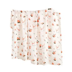 新生兒雙層印花紗布包巾，110x120公分, 兔子橘花