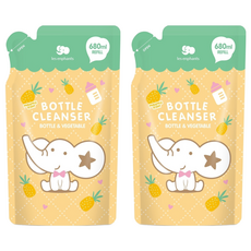 les enphants 麗嬰房 奶瓶蔬果酵素洗潔液 鳳梨香 補充包, 680ml, 2包