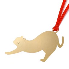 TOYO 精雕書籤 金屬貓咪造型書籤 - 日本製造 型號CAT-050, 伸展貓 金色, 1個