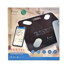 Sunland智能藍牙體重計，AAA電池供電，鋼化玻璃, SLHA001, 黑色, 1個