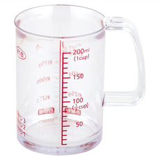 KAI 貝印 House 計量杯 DH-7120 200ML AS樹脂耐熱100℃ 耐冷-30℃, 透明色 + 紅色, 1個