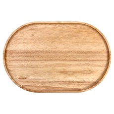 HOLA 和樂家居 MH 橡膠木托盤 橢圓型 0.6kg, 原色, 1個