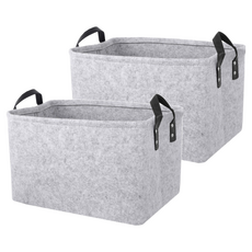 Craftsman In Storage 收納職人 日式簡約質感毛氈收納籃,質感灰 L 39 x 29 x 25cm,2個