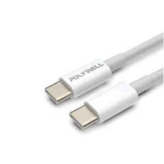 POLYWELL 寶利威爾 Type-C充電線 PW15-W45-M141, 1m, 白色, 1條