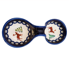 ZAKLADY CERAMICZNE BOLESLAWIEC 14.7cm 651-A-992A 陶瓷分格醬料盤 雙味碟, 1個, 藍色