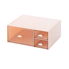 桌面抽屜收納盒, 邊緣光滑, 堅固耐用, 粉色, 3層