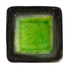 柳染開片正角碟 - 日本製 陶瓷碗盤 (長7 x 寬7 x 高2.5 cm, 容量40 mL), 1個