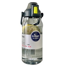 DODGE 道奇 Tritan 戶外防摔彈蓋吸管運動水壺, 1.5L, 1個, 灰色