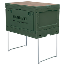 dayneeds 日需百備 多功能摺疊收納箱 50L 單蓋腳架款 XZ-50L1GN-01, 軍綠色, 1個