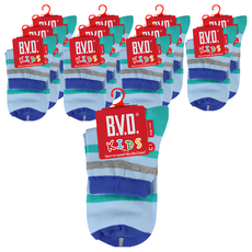 B.V.D. 兒童 舒適橫紋1/2襪 淺藍色, 17~21cm