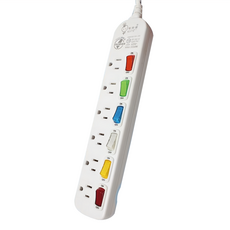 spirit 電精靈 6開6插扁平插頭 電腦延長線 3孔 MAX1650W 125V 15A, 1條, 白色, 1.8m