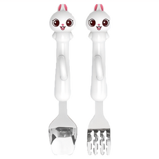 Edison 朋友 Ring指環訓練湯叉組 適合2歲以上, 兔子 白, 兔子 白, 湯匙+叉子, 1組