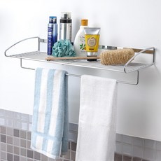 不鏽鋼多用途毛巾置物架, 銀色, 1個